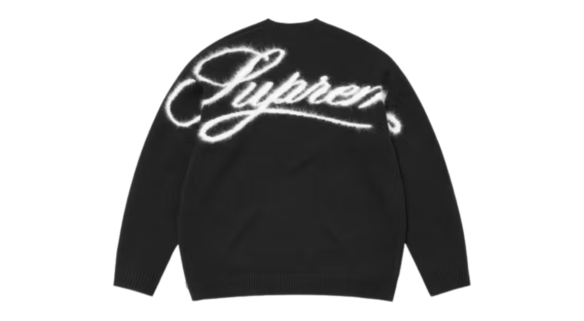 Off Script Sweater Supreme Angora Script Sweater Black – Takeoff Copenhagen