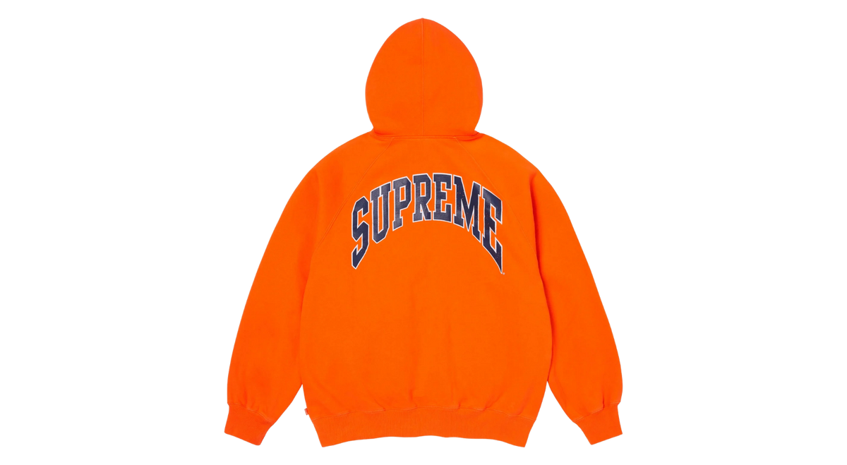 Supreme Cracked Raglan Zip Up Hoodie Orange (SS26) – Takeoff Supreme Cracked Raglan Zip Up Hoodie Orange (SS26) – Takeoff