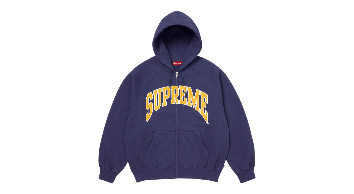 Supreme Cracked Raglan Zip Up Hoodie Navy (SS26) – Takeoff Copenhagen