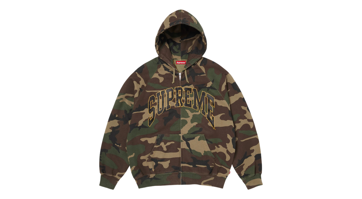 Supreme Cracked Raglan Zip Up Hoodie Woodland Camo (SS26