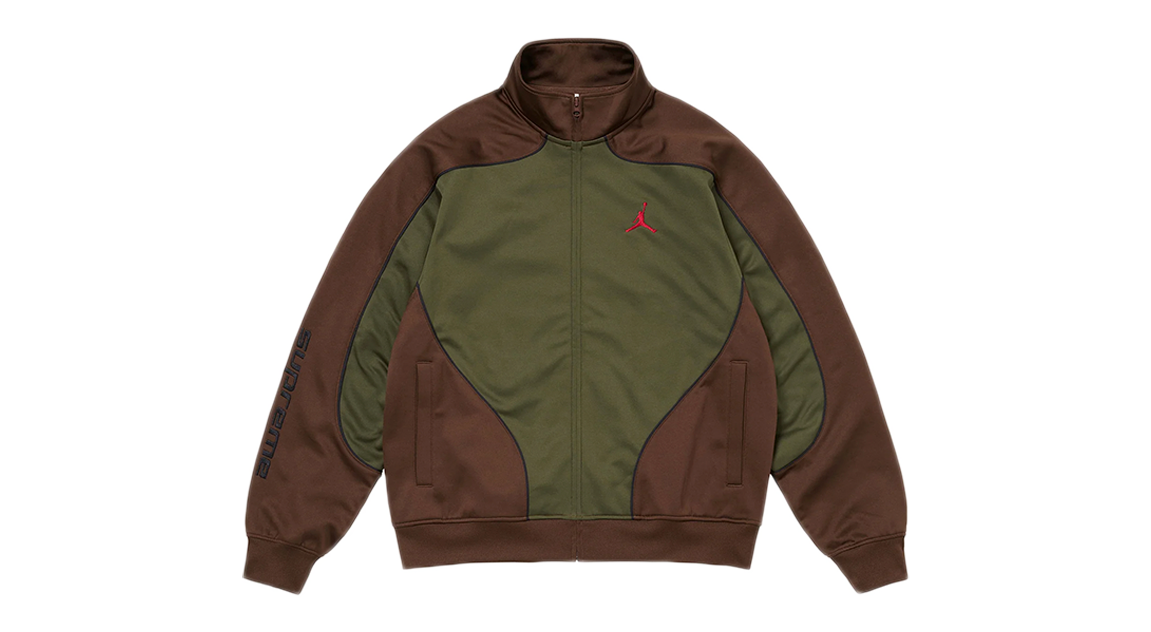 Supreme x Jordan Tricot Track Jacket Olive – Takeoff Copenhagen Supreme x Jordan Tricot Track Jacket Olive – Takeoff Copenhagen