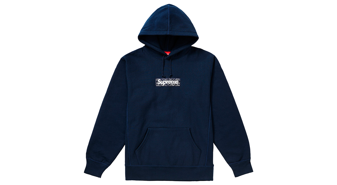Supreme Bandana Box Logo Hooded Sweatshirt Navy FW19 Takeoff Copenhagen