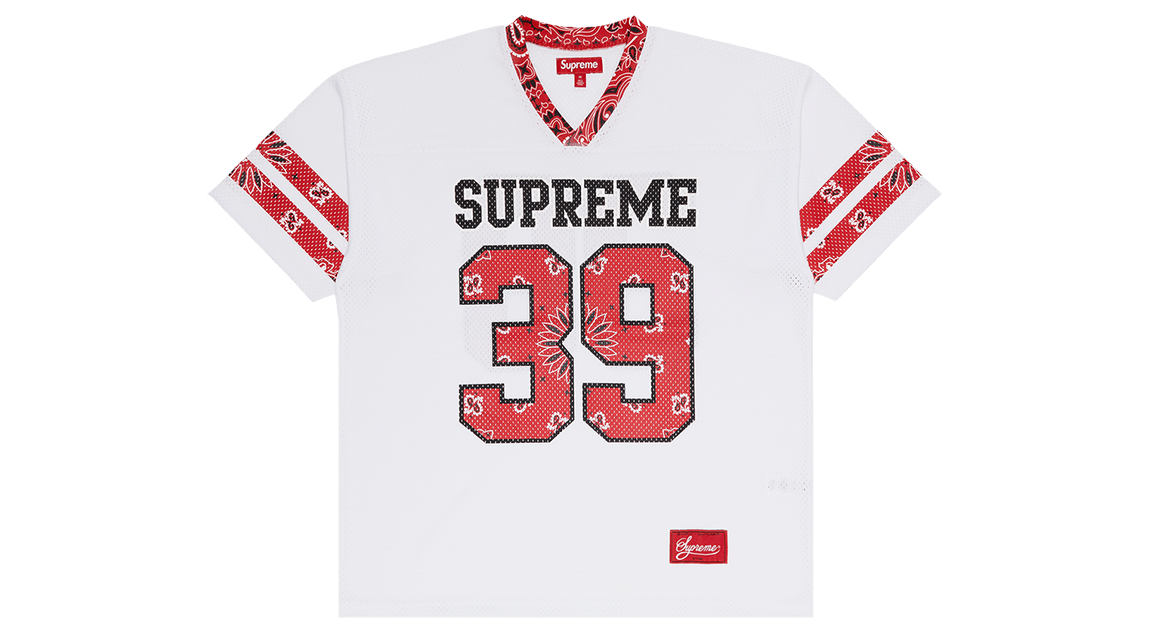 Supreme Bandana Football Jersey White – Takeoff Copenhagen Supreme Bandana Football Jersey White – Takeoff Copenhagen