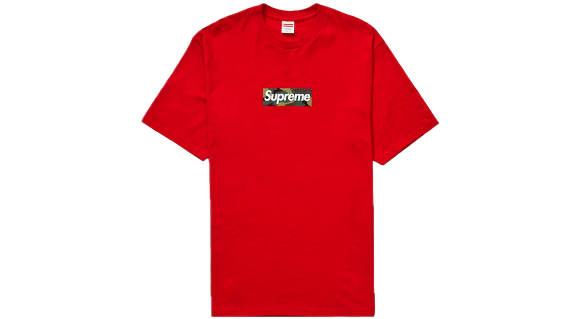 Supreme red on cheap white box logo tee