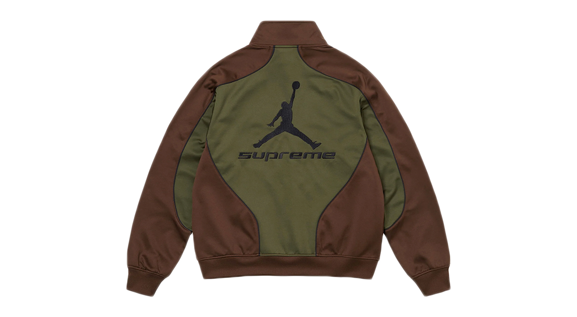 Supreme x Jordan Tricot Track Jacket Olive – Takeoff Copenhagen Supreme x Jordan Tricot Track Jacket Olive – Takeoff Copenhagen