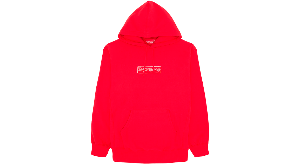 Supreme KAWS Chalk Logo Hooded Sweatshirt Red SS21