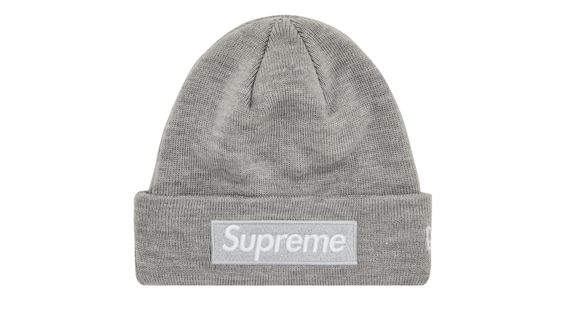 Supreme New Era Box Logo Beanie 'Heather Grey' (FW24) – Takeoff Supreme New Era Box Logo Beanie 'Heather Grey' (FW24) – Takeoff