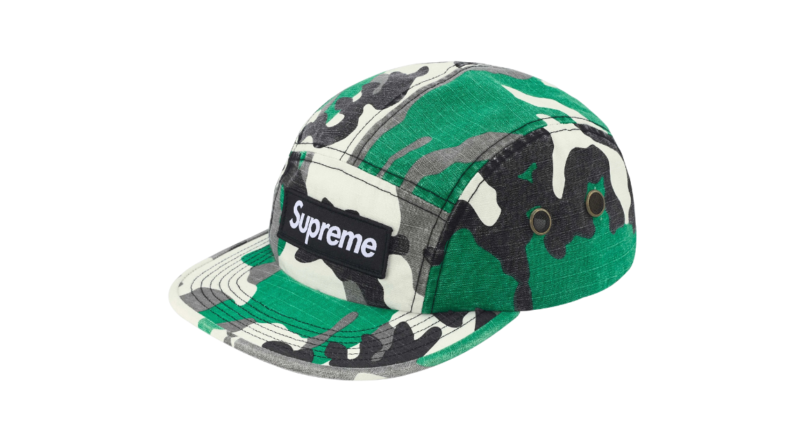Supreme Military Camp Cap Green Camo (FW25) – Takeoff Copenhagen