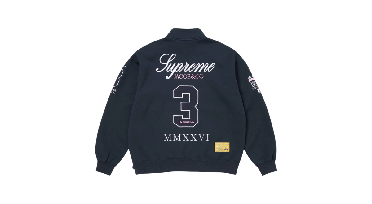Supreme La Martina Zip Up Sweatshirt Navy – Takeoff Copenhagen
