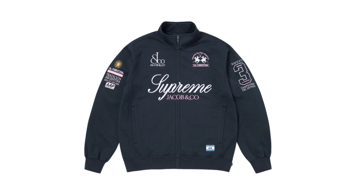 Supreme La Martina Zip Up Sweatshirt Navy – Takeoff Copenhagen