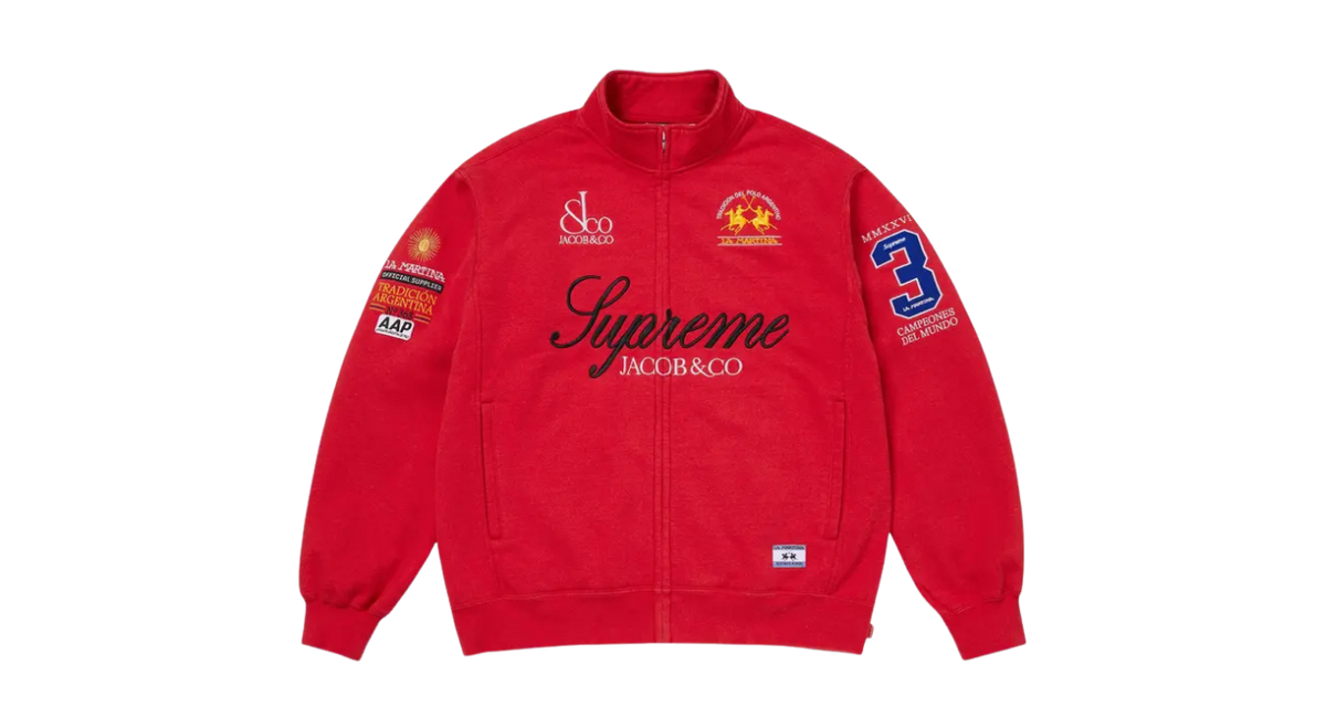 Supreme La Martina Zip Up Sweatshirt Red – Takeoff Copenhagen