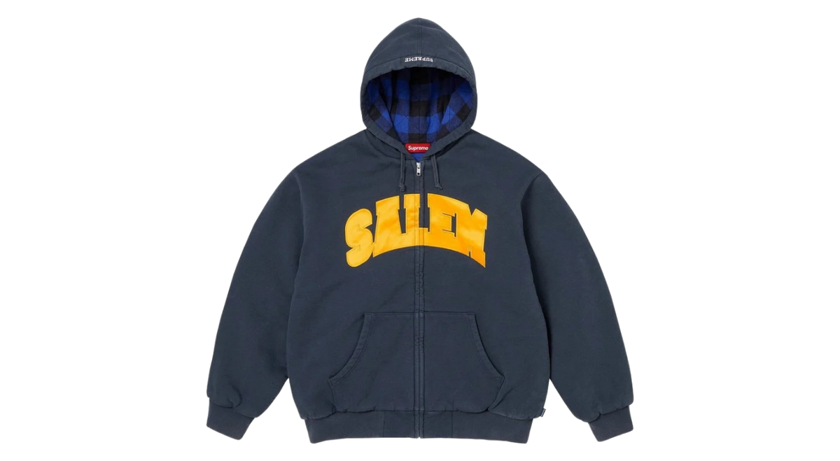 Supreme Salem Zip Up Hooded Sweatshirt Navy – Takeoff Copenhagen